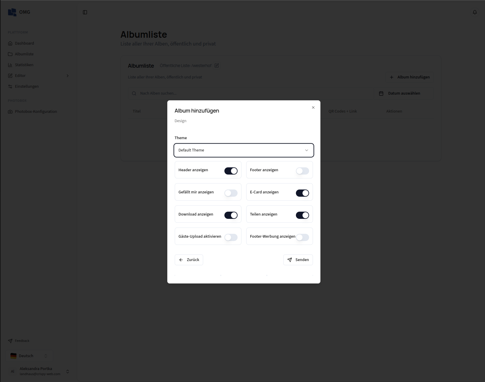 OM Gallery — guest upload or QR flow screenshot