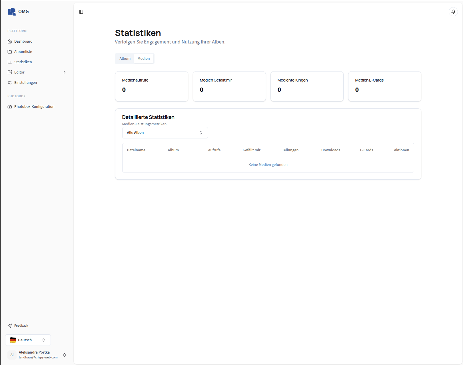 OM Gallery — file statistics and view counts screenshot